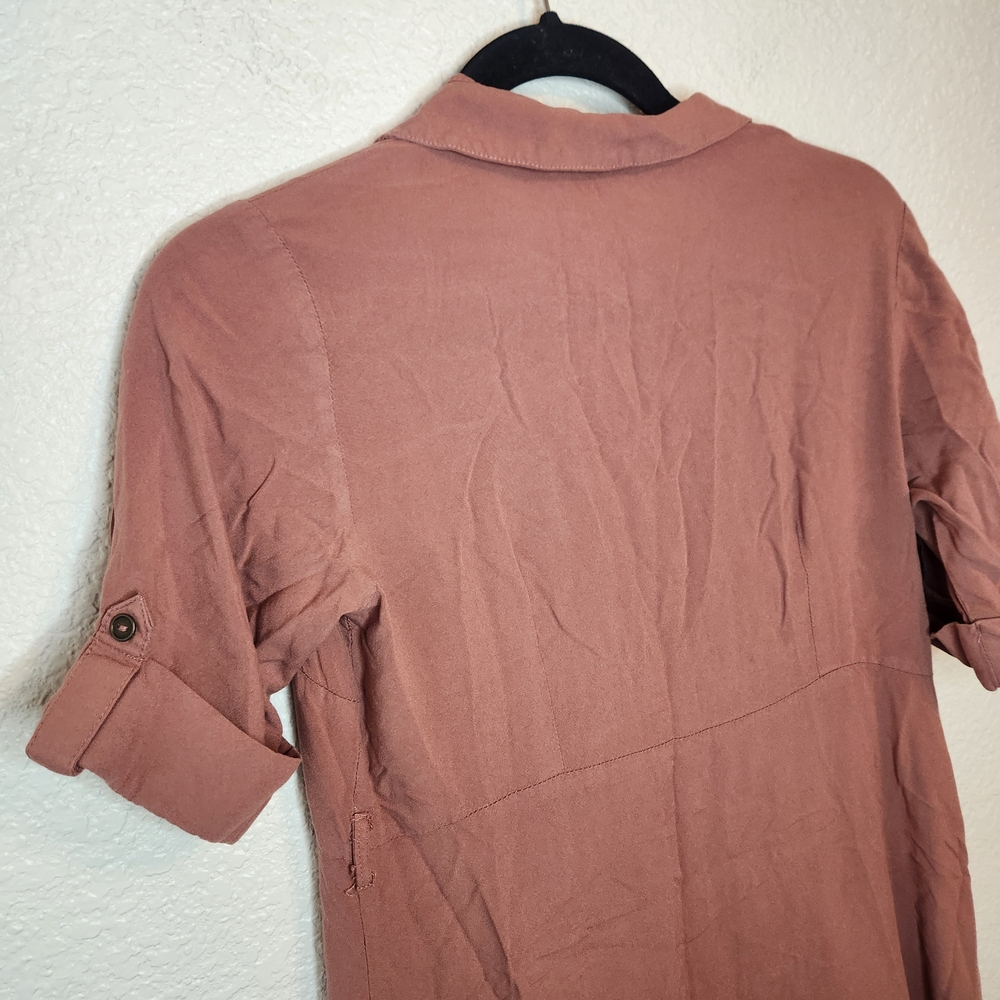 Figs Button-Front Shirt Dress in Dusty Rose - Picture 11 of 15